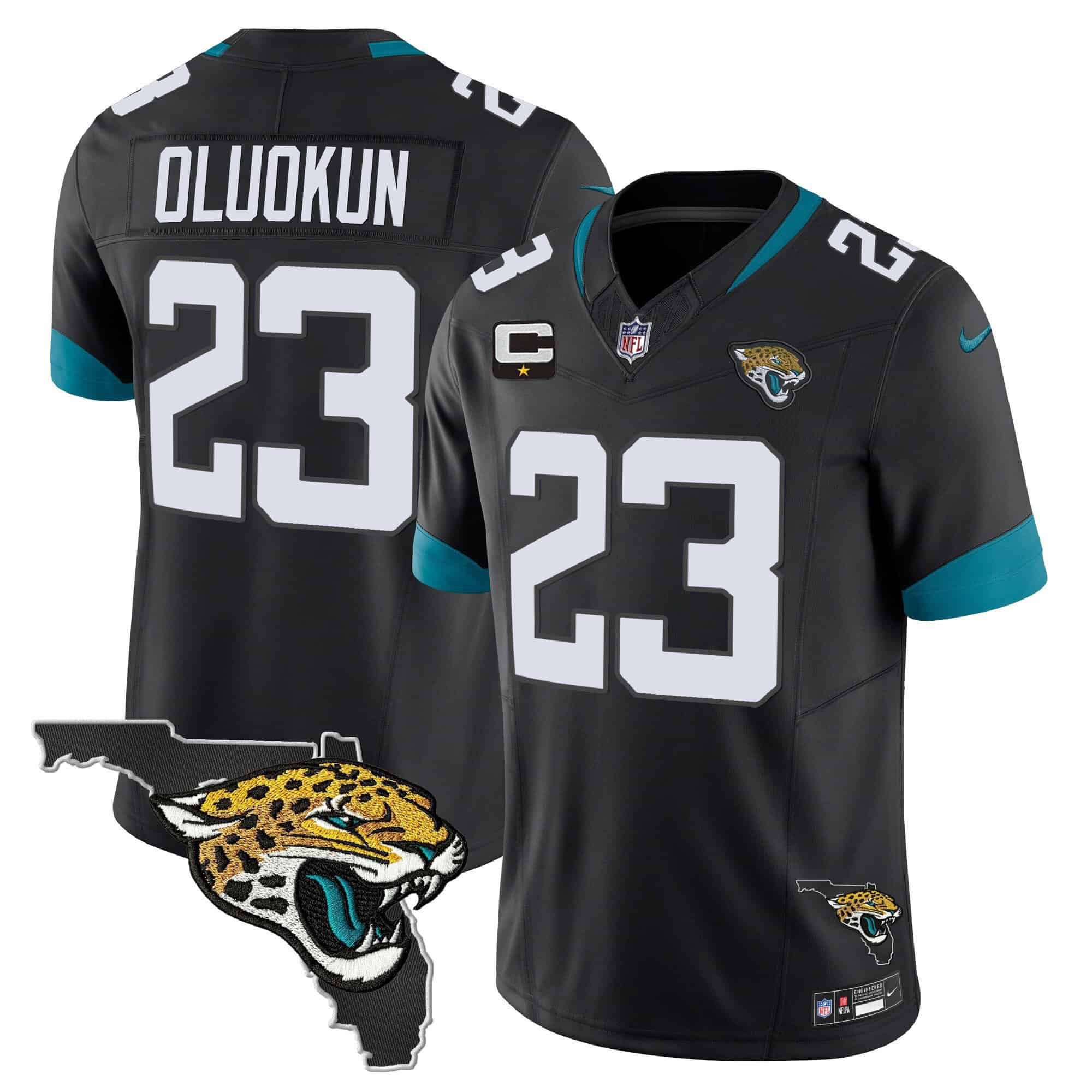 Men Jacksonville Jaguars #23 Oluokun Black 2024 Nike Florida Patch Vapor NFL Jersey style 1